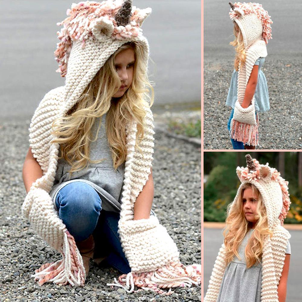 Bonnet Ăcharpe Licorne en Tricot
