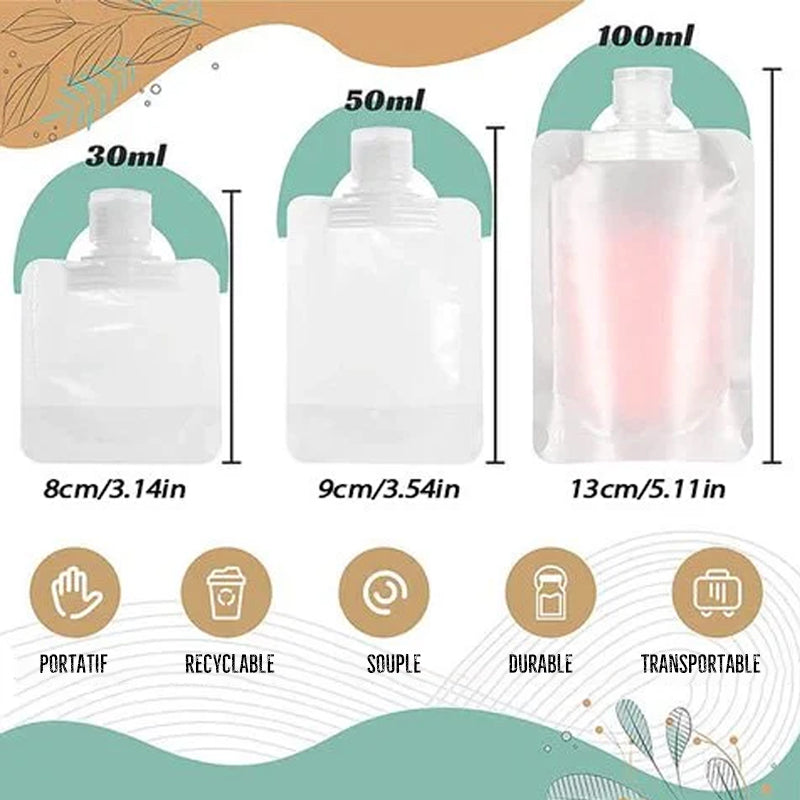 Sac d'emballage de distribution de fluide de voyage portable(10 Pcs)