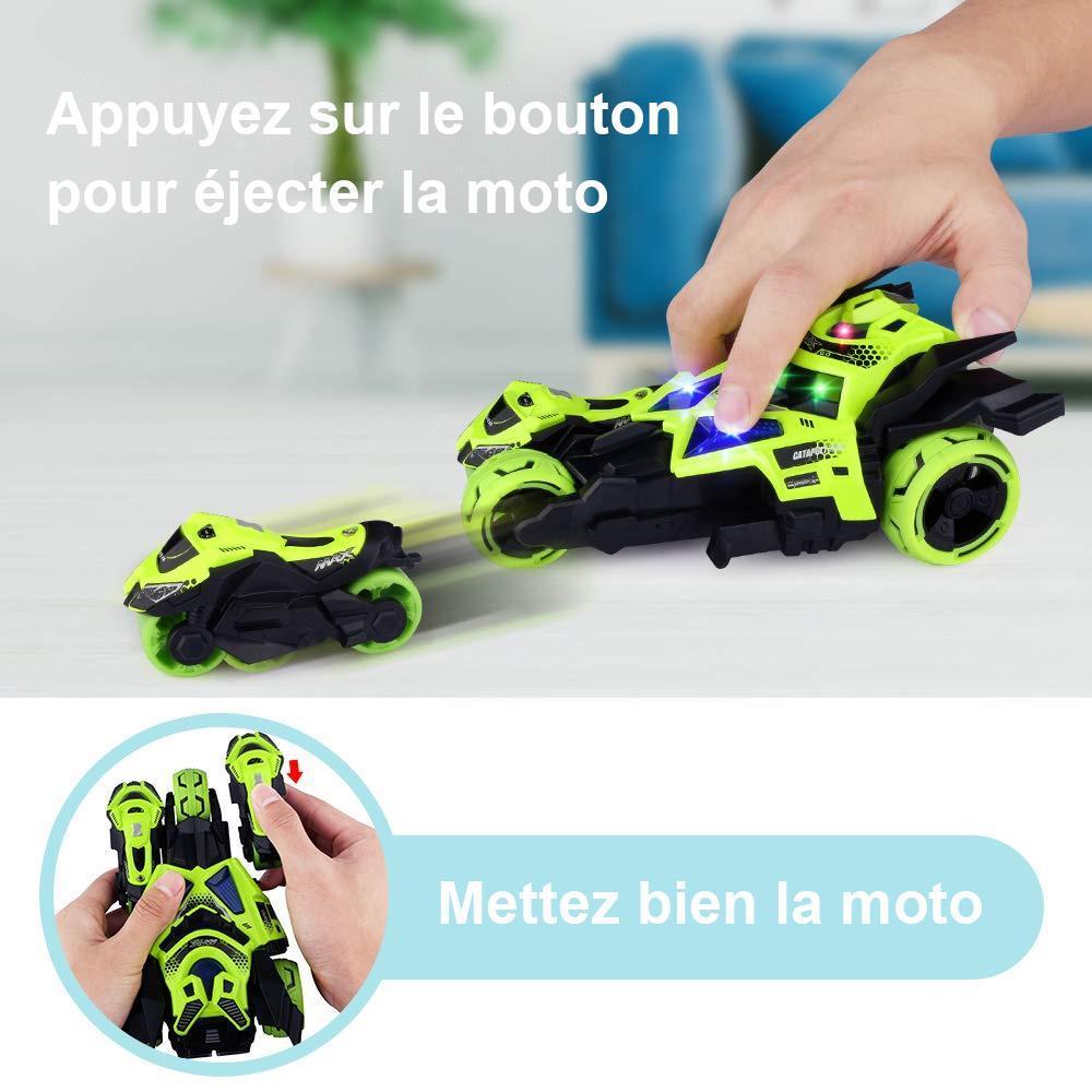 3 en 1 Alliage Catapulte Jouet Voiture avec Deux Motos