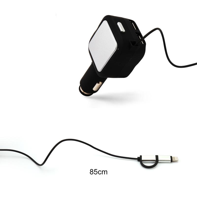 Chargeur de voiture rétractable deux-en-un