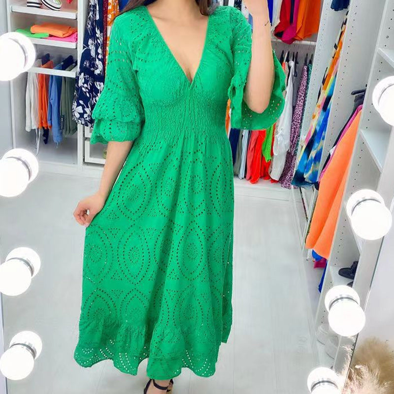 đSpĂ©cial Ă©tĂ©đRobe brodĂ©e ample Ă taille haute