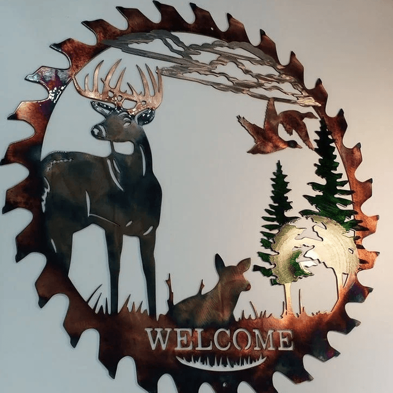 Art Mural en Métal Découpé à la Lame de Scie à Cerf