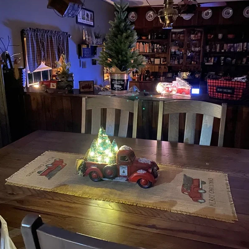🎄Vente de Noël🔥Pièce maîtresse de Noël de camion de ferme rouge