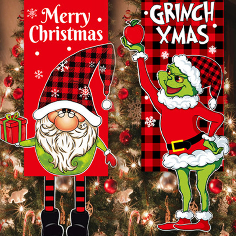 Décoration de Noël Drapeau de Jardin de Poupée Sans Visage Grinch Suspendu