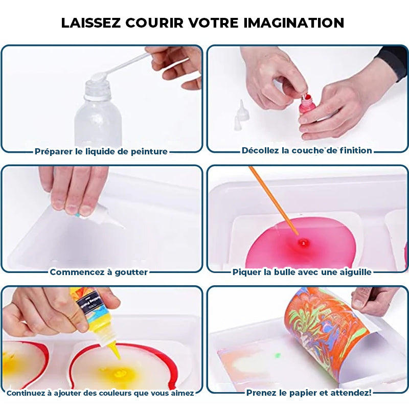 Kit d'Art de Peinture Marbrée à L'eau