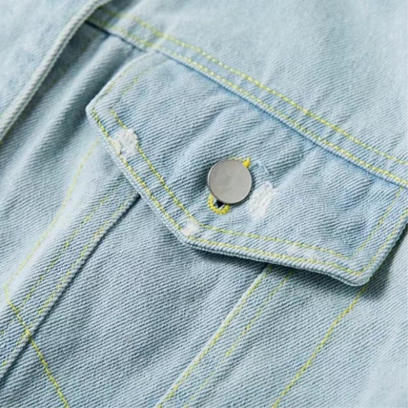 Denim Veste décontractée avec broderie