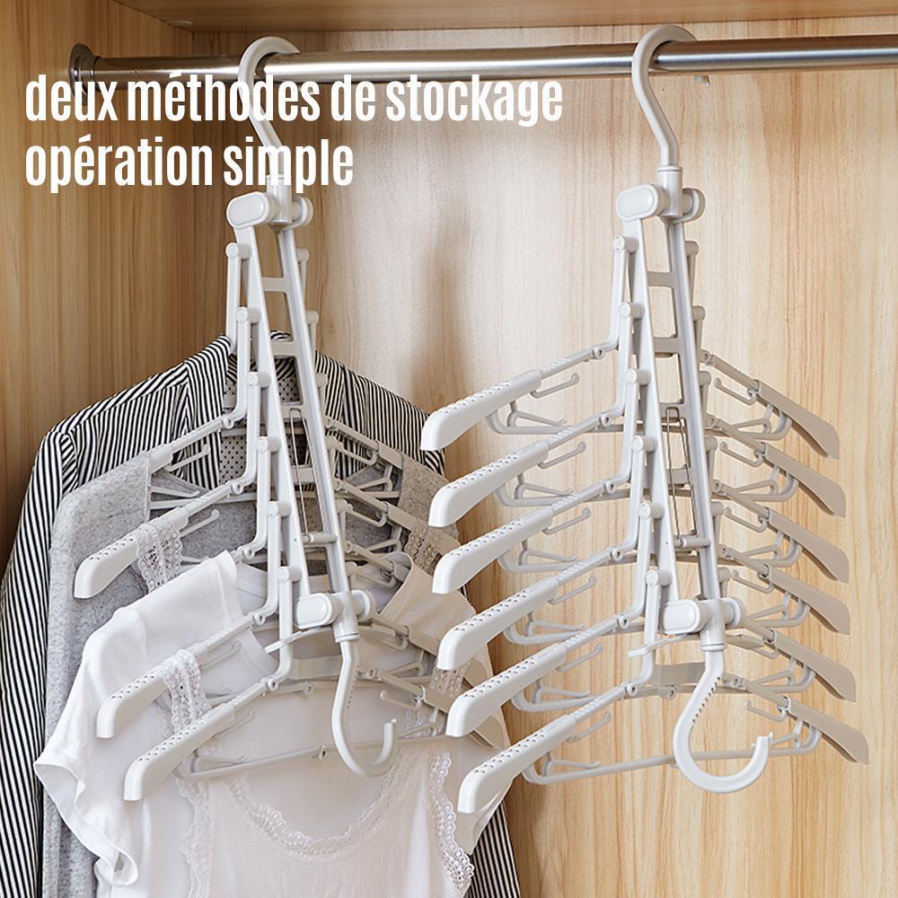 6 en 1 Cintres en Plastique Pliables avec Crochets