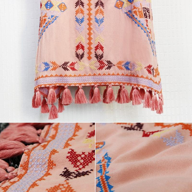Robe de Plage Brodée sans Manches à Franges
