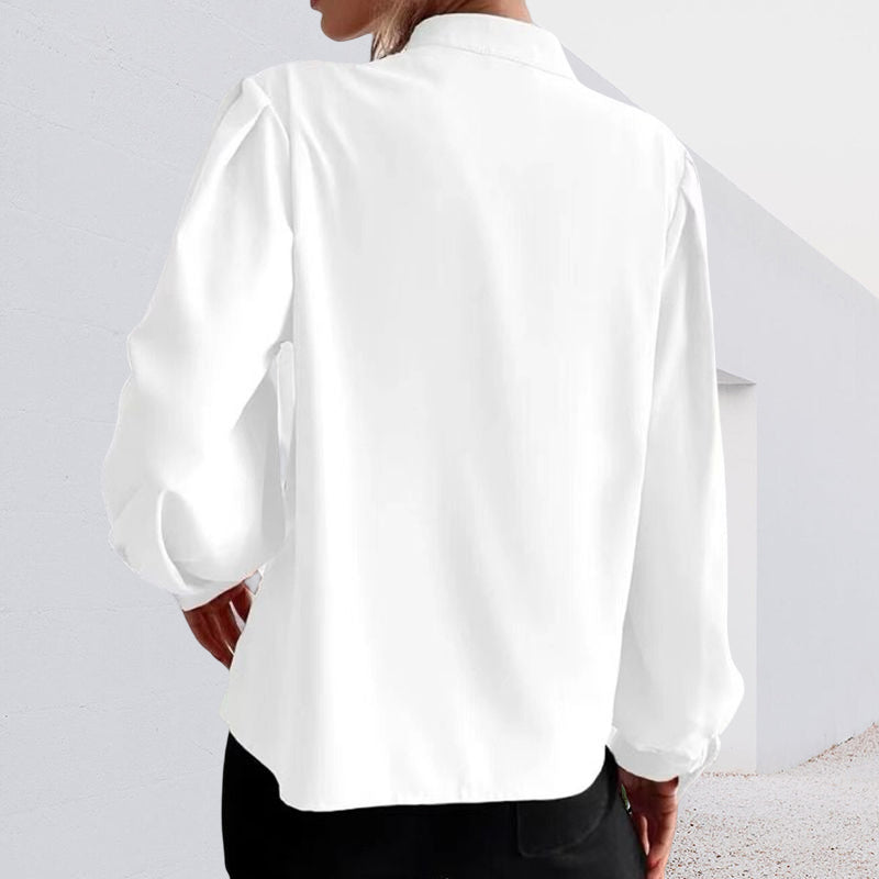 Chemise Boutonnée à Col Montant et Manches Longues