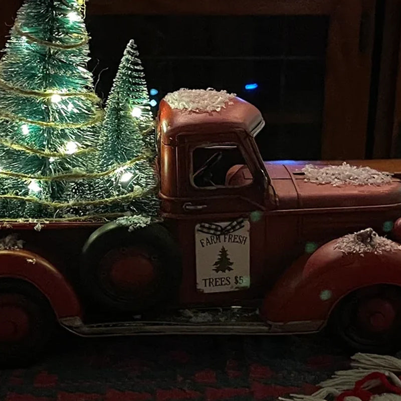 🎄Vente de Noël🔥Pièce maîtresse de Noël de camion de ferme rouge