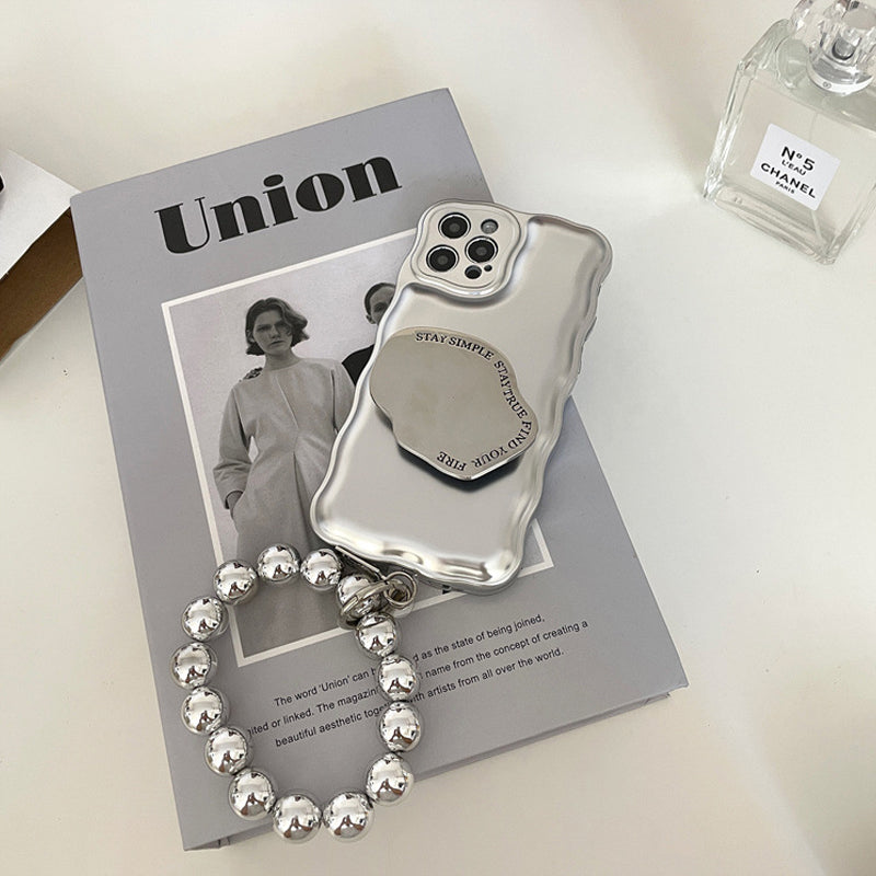 Étui à Coussin d'Air avec Bracelet Boule en Argent Mat pour IPhone