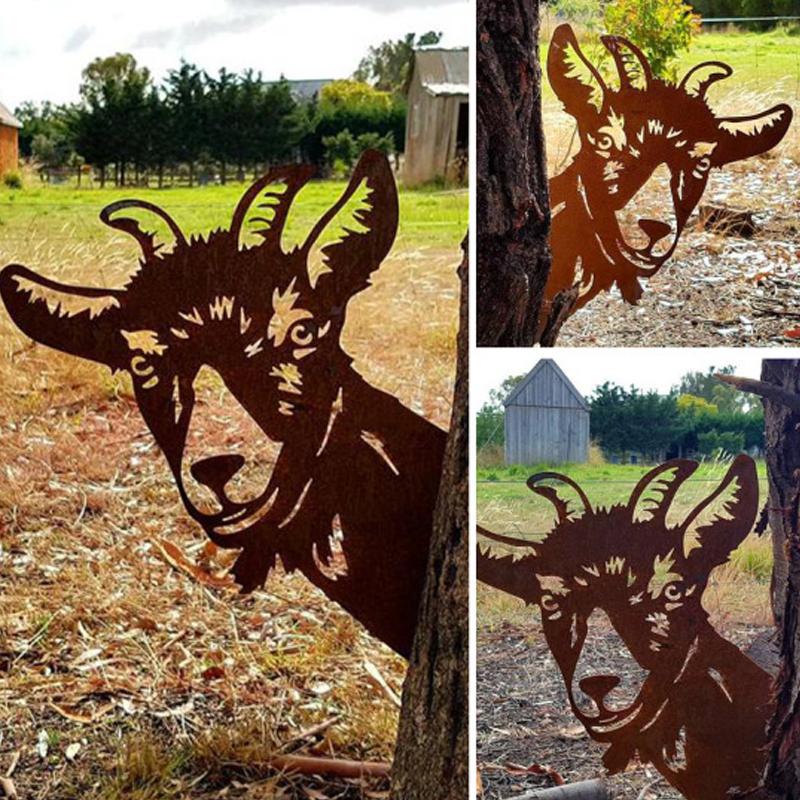 Décoration en Métal de Chèvre / Vache Voyante