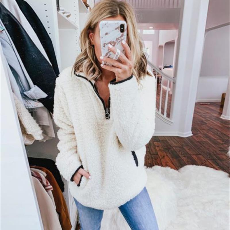 Manteau Zippé À Manches Longues