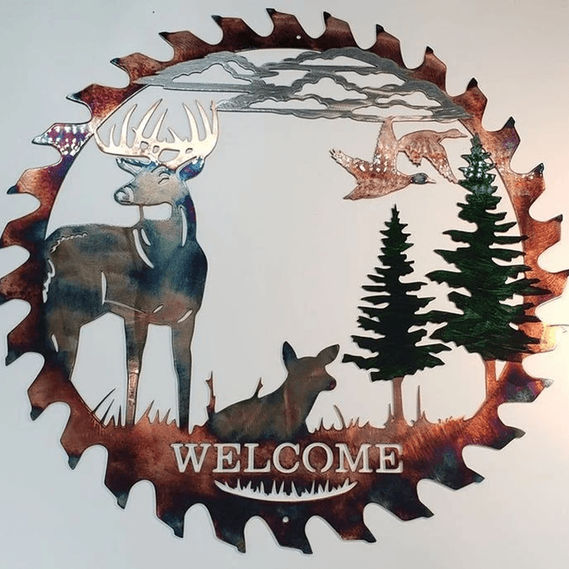 Art Mural en Métal Découpé à la Lame de Scie à Cerf