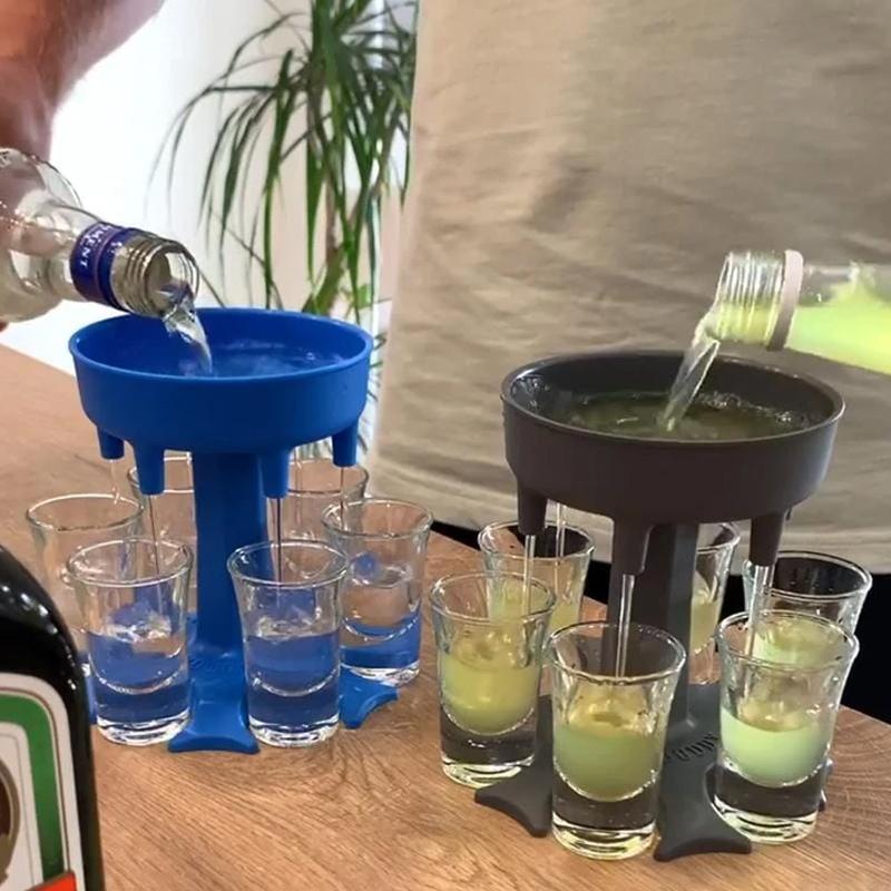 2 en 1 Distributeur et Support de Verre, 6 Coups