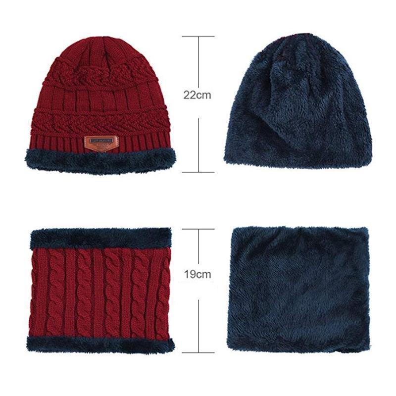 Ensemble Hiver Bonnet avec Ăcharpe en Tricot