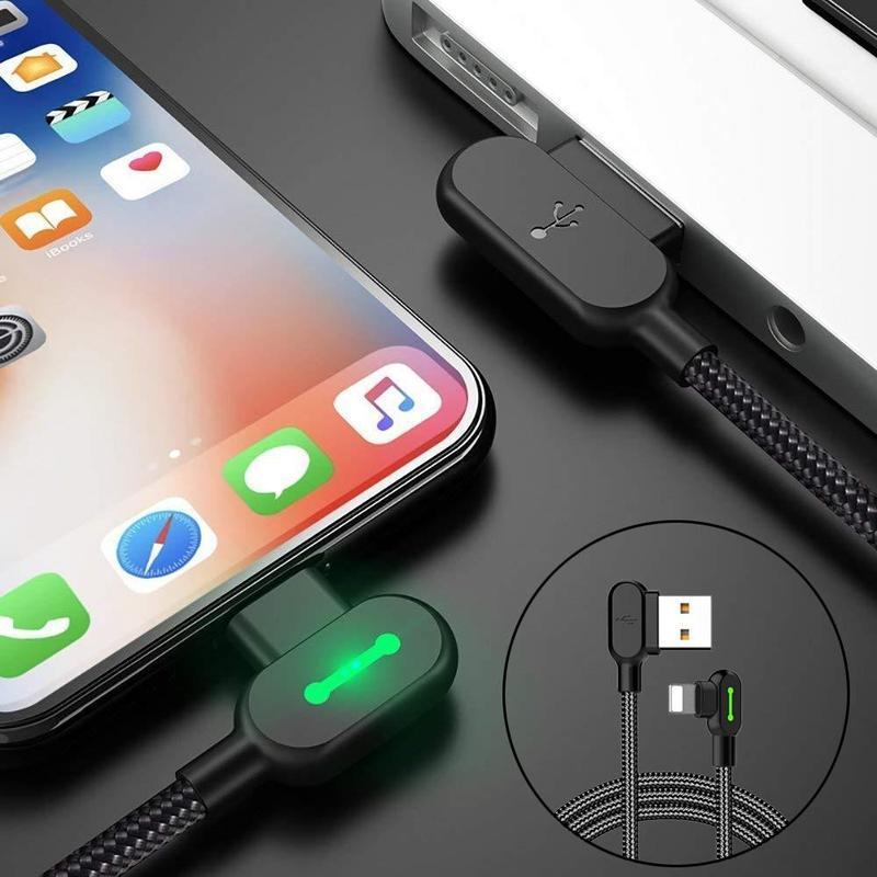 90 Dégrée Câble de Chargeur en Nylon Tressé