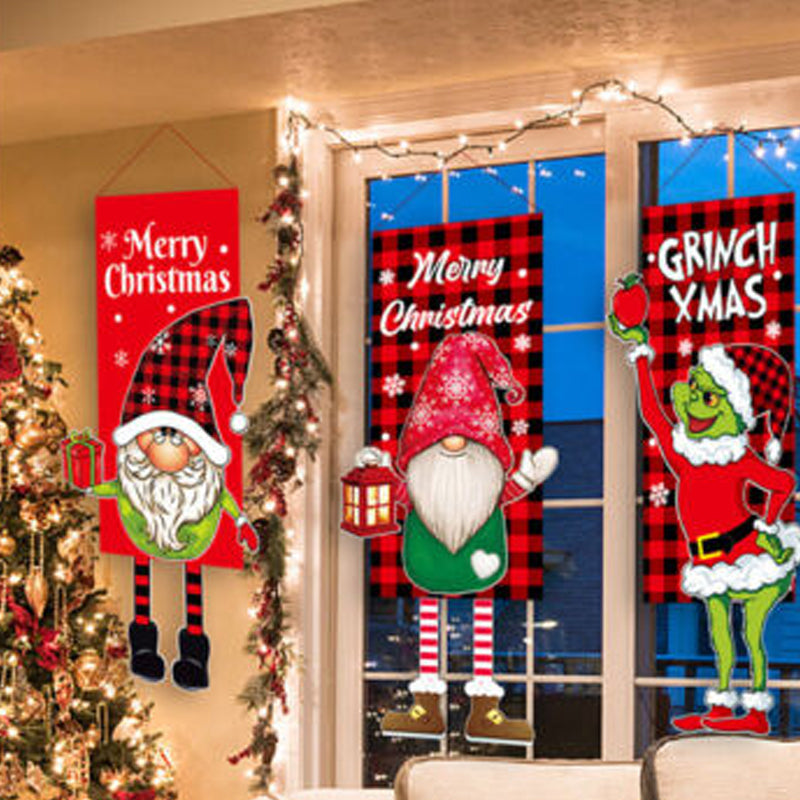 Décoration de Noël Drapeau de Jardin de Poupée Sans Visage Grinch Suspendu