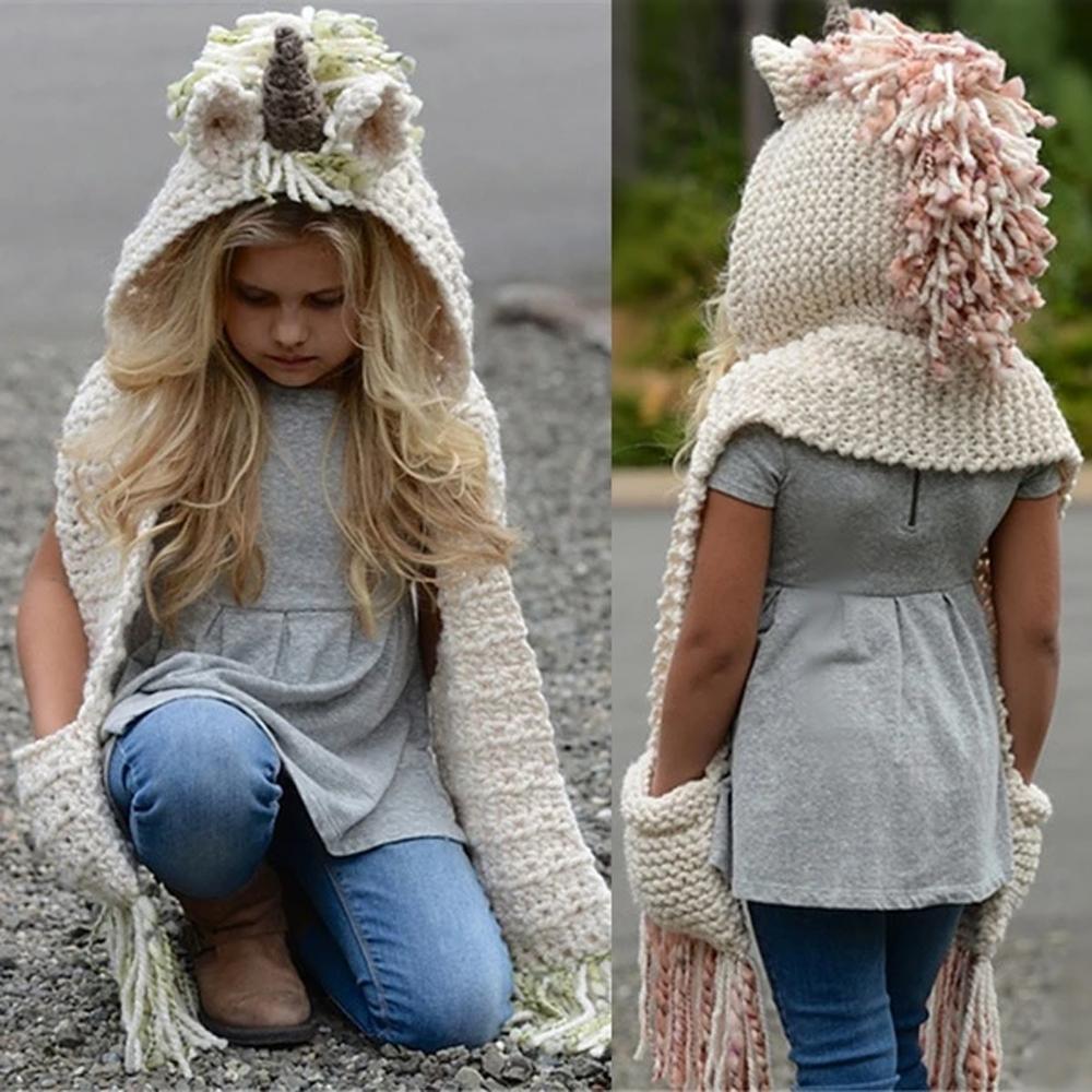 Bonnet Ăcharpe Licorne en Tricot