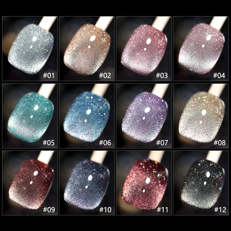 🎉Vernis à Ongles œil de Chat Laser Diamanté