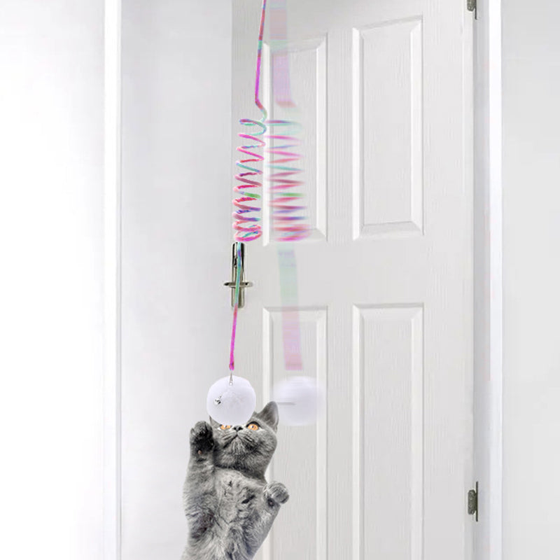 Jouet pour chat en peluche Ă ressort suspendu