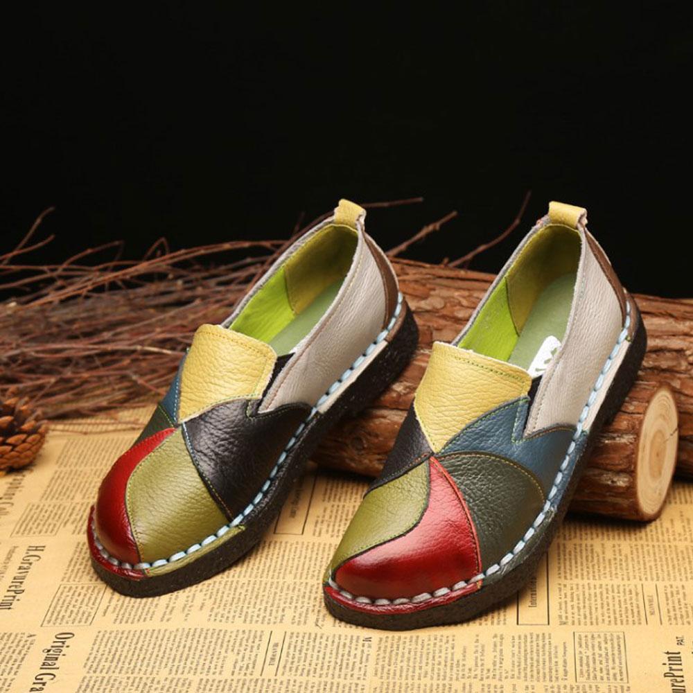 Casuel Confort Chaussures Plates en Cuir pour Femmes