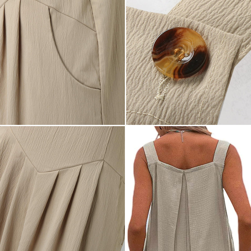 Combinaison unie jambes larges et boutons