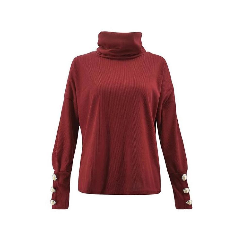Pull décontracté uni à manches longues