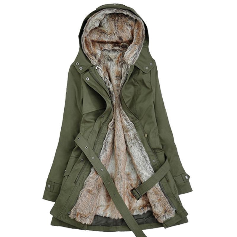 Manteau d'hiver pour femmes avec fausse fourrure amovible