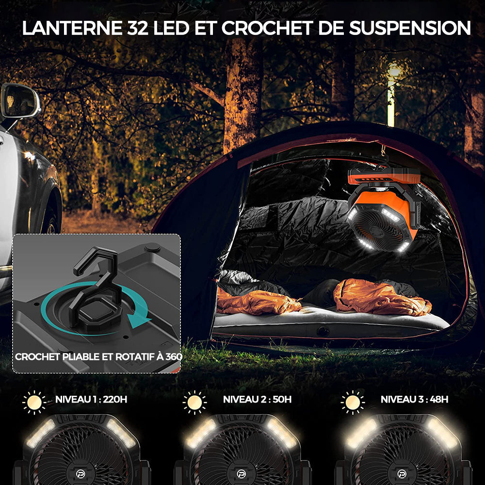 Ventilateur LED de Camping avec Lumière