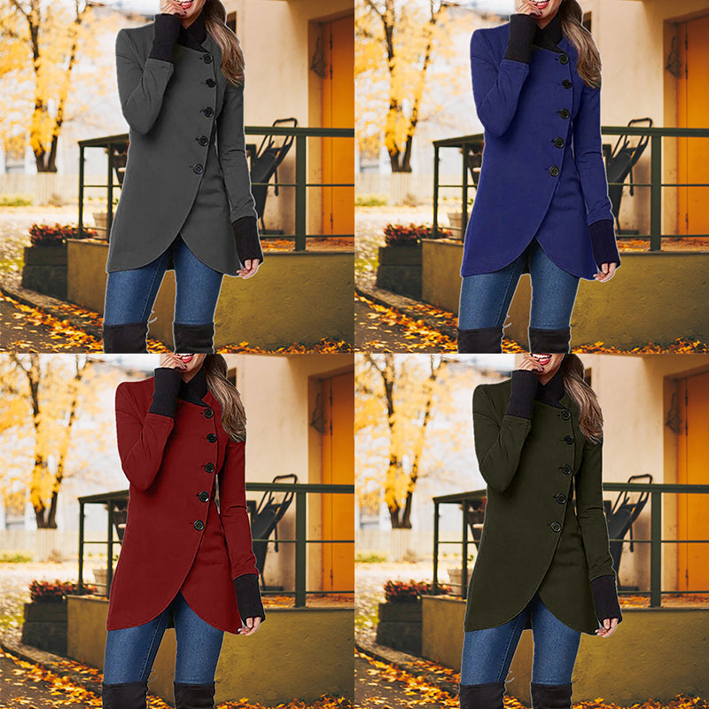 Veste Boutonnée Coupe-vent à Ouverture Oblique