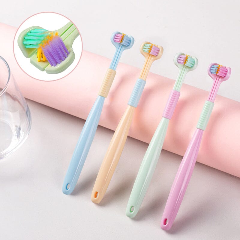 Brosse à dents à trois côtés en forme de V