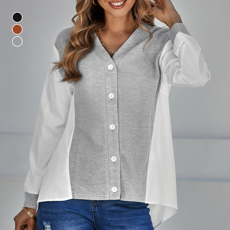 Chemise à empiècement contrastant à encolure en V
