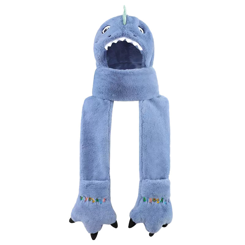 Enfant en bas âge enfants dessin animé dinosaure polaire en peluche chapeau gants écharpe 3 en 1 ensemble