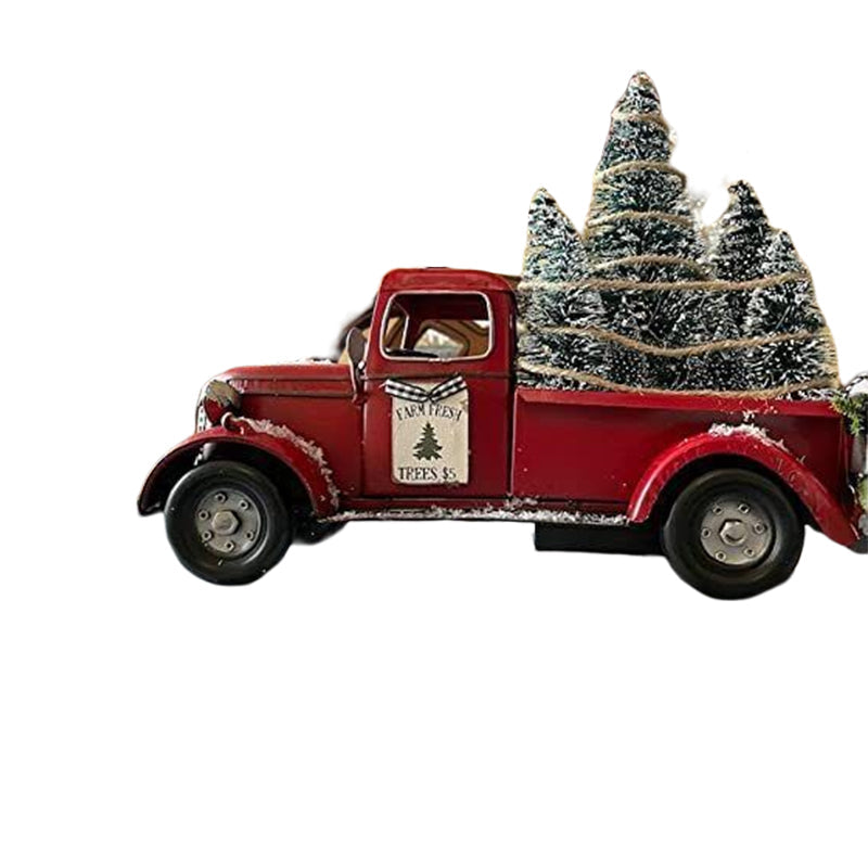 🎄Vente de Noël🔥Pièce maîtresse de Noël de camion de ferme rouge