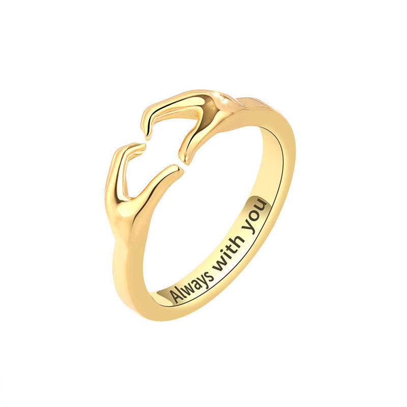 Bague de Couple de Mains Étreintes Aimantes