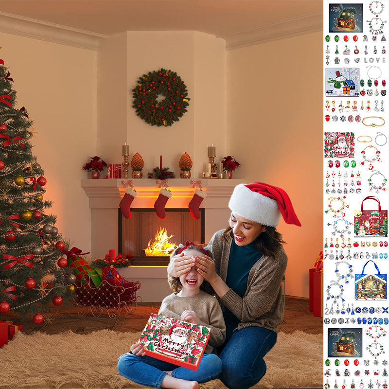 Calendrier de compte à rebours de 24 jours, ensemble de bracelets de calendrier de l'avent de noël à faire soi-même