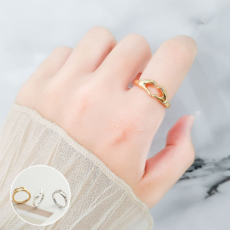 Bague de Couple de Mains Étreintes Aimantes