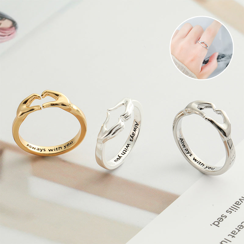 Bague de Couple de Mains Étreintes Aimantes