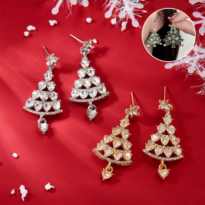 Boucles d'oreilles sapin de Noël scintillantes