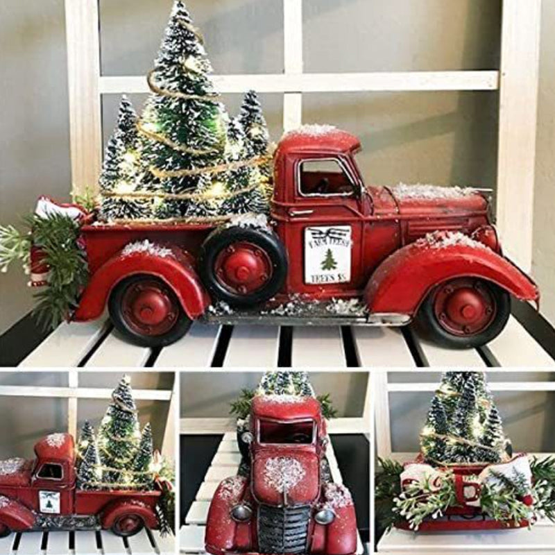 🎄Vente de Noël🔥Pièce maîtresse de Noël de camion de ferme rouge