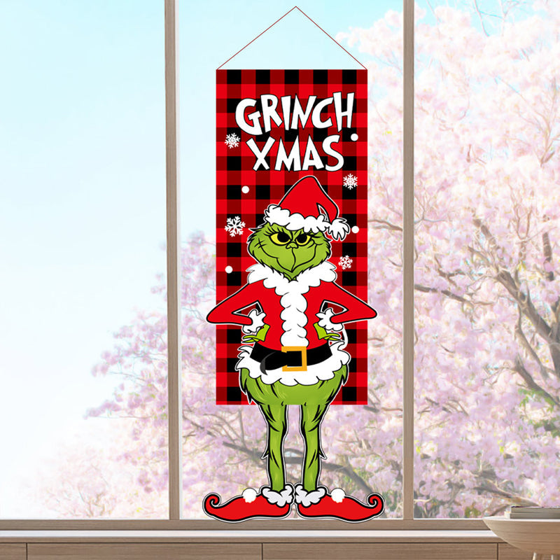 Décoration de Noël Drapeau de Jardin de Poupée Sans Visage Grinch Suspendu