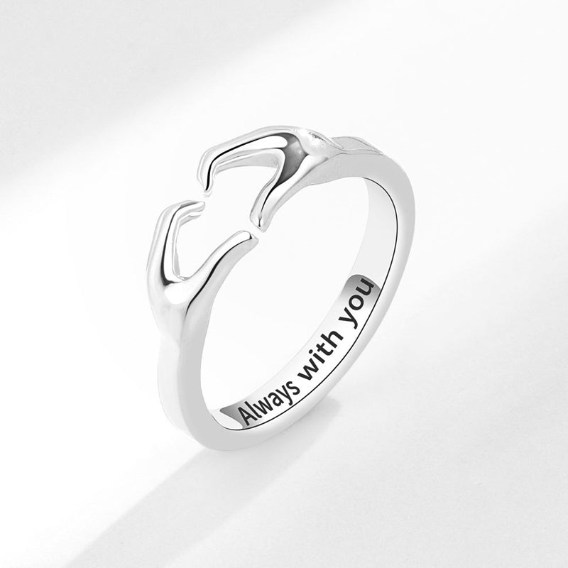 Bague de Couple de Mains Étreintes Aimantes