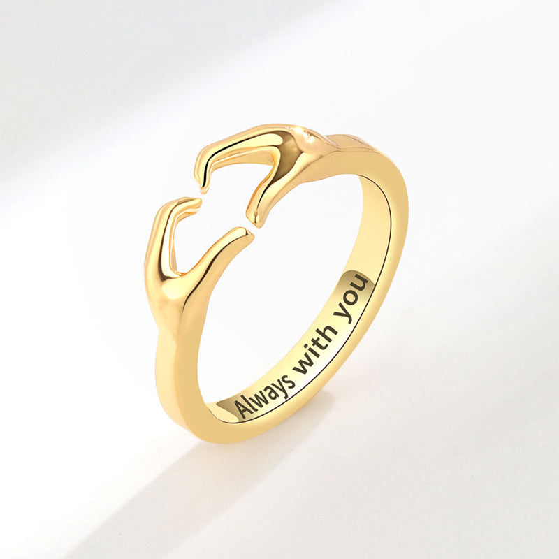 Bague de Couple de Mains Étreintes Aimantes