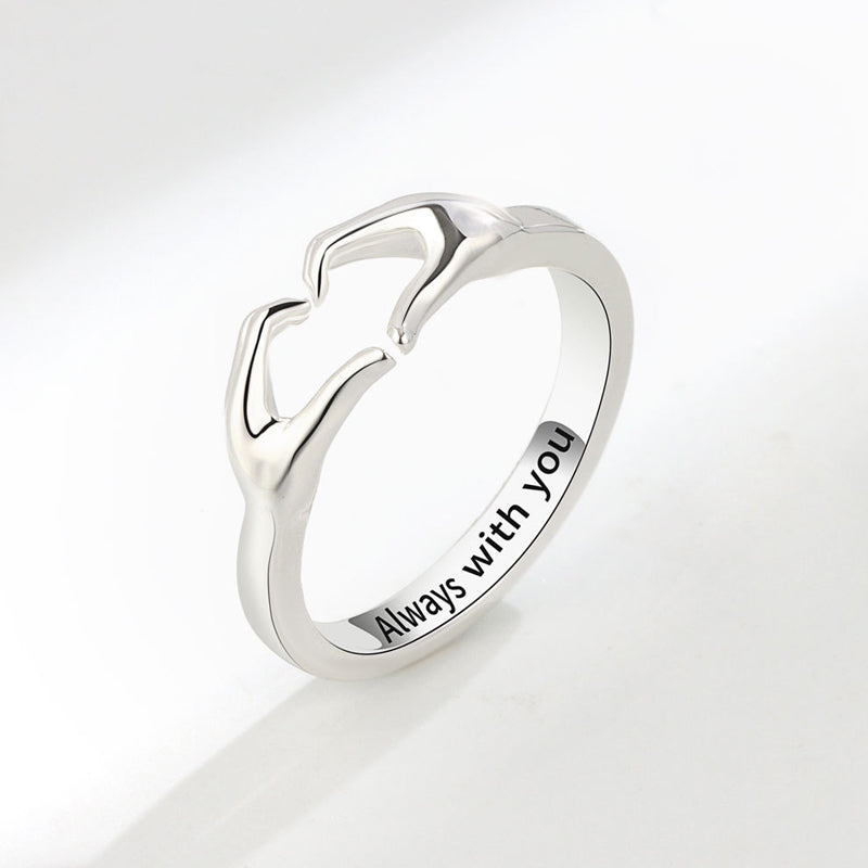 Bague de Couple de Mains Étreintes Aimantes