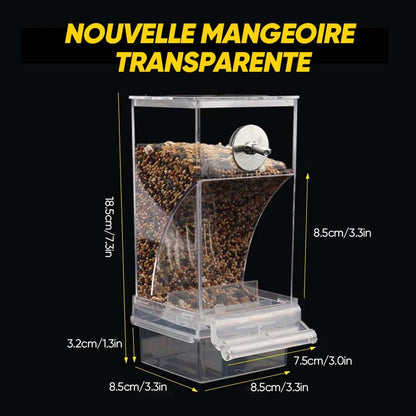 Mangeoire d'oiseaux automatique transparente sans déversement