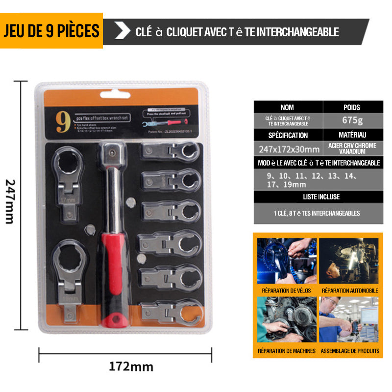 Jeu de Clés à Cliquet Détachables