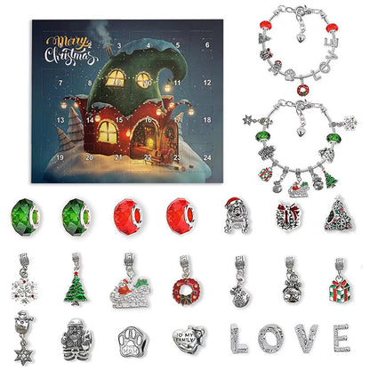 Calendrier de compte à rebours de 24 jours, ensemble de bracelets de calendrier de l'avent de noël à faire soi-même