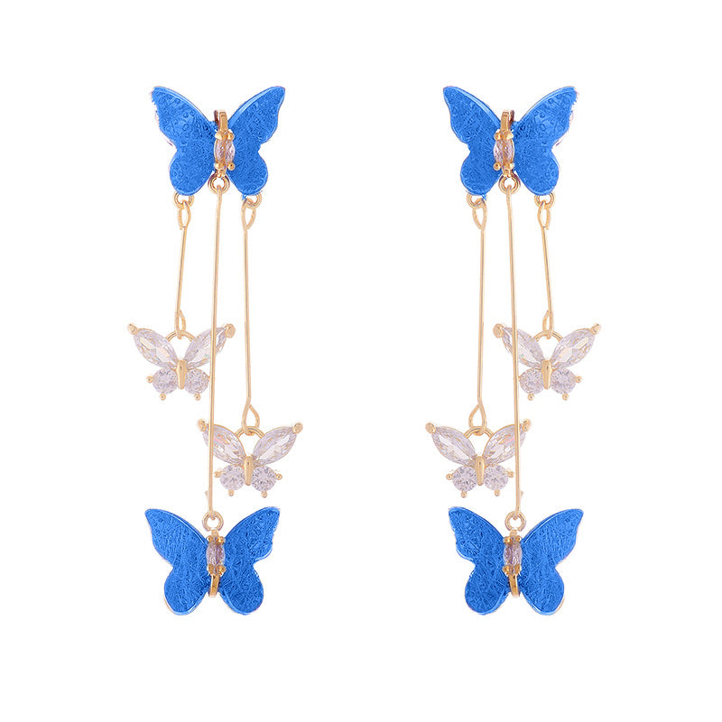 Boucles d'Oreilles Pampille Papillon Cristal