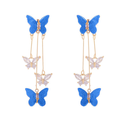 Boucles d'Oreilles Pampille Papillon Cristal